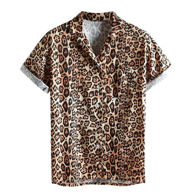 Men Leopard Printed Short Sleeve