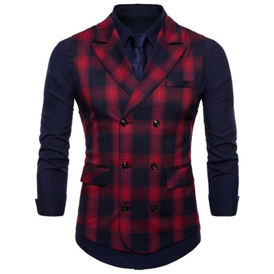 Men's Plaid Business Suit Vest
