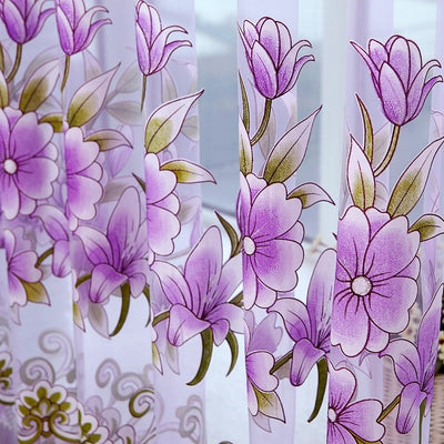 Modern Floral Tulle Curtain